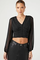 Peasant-Sleeve Crop Top