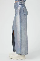 Iridescent Denim A-Line Maxi Skirt