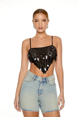 Sequin Sweater-Knit Cropped Cami