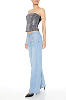 Rhinestone Fringe Straight Jeans