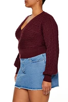 Plus Cable Knit Surplice Top