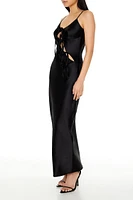 Satin Tie-Front Maxi Slip Dress