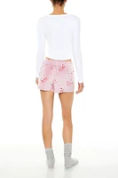 Plush Candy Cane Pajama Shorts