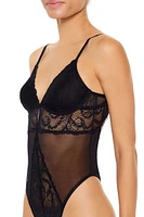 Lace-Trim Mesh Lingerie Bodysuit