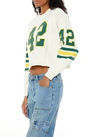 42 Varsity-Striped Crop Top