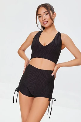 Active Honeycomb Drawstring Biker Shorts