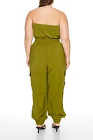 Plus Strapless Cargo Jumpsuit