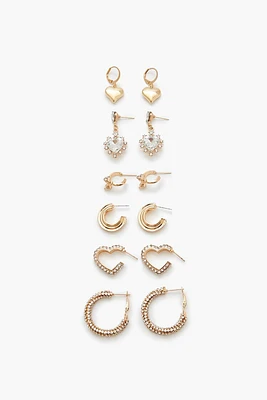 Heart Hoop & Stud Earring Set