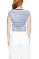 Striped Cap-Sleeve Cropped Tee