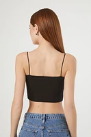 Notched Rib-Knit Cropped Cami