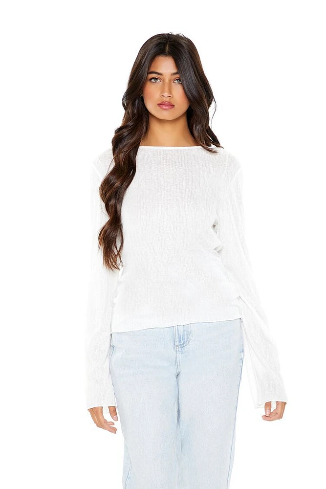 Boat-Neck Long-Sleeve Top