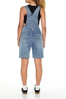 Raw-Cut Denim Overall Shorts