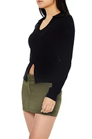 Ribbed Split-Hem Sweater