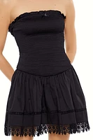 Crochet Lace-Trim Mini Dress