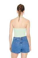 Sweater-Knit Crisscross Halter Top