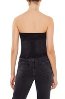 Denim Zip-Front Cropped Tube Top