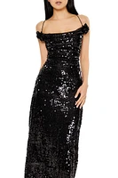 Sequin Rosette Maxi Dress