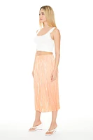 Crinkled High-Rise Midi Skirt