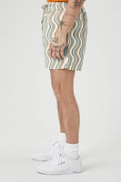 Wavy Striped Swim Trunks