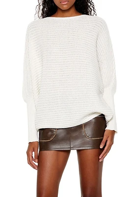 Ribbed Dolman-Sleeve Sweater