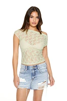 Cropped Sheer Lace Tee