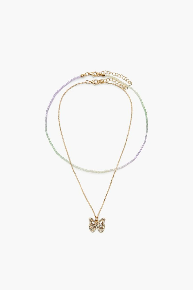 Butterfly & Bead Necklace Set