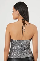 Metallic Sequin Halter Top