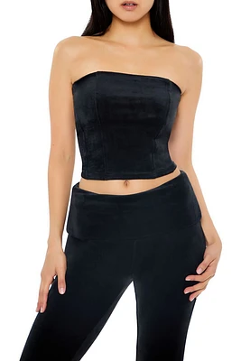 Velour Cropped Tube Top