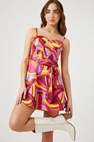 Abstract Print Bustier Mini Dress