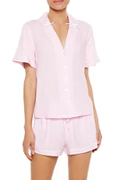 Piped-Trim Pajama Shirt & Shorts