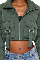 Quilted Cropped Bomber Jacket