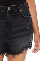 Plus Size Retro High-Rise Denim Shorts