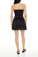 Crochet Lace-Trim Mini Dress