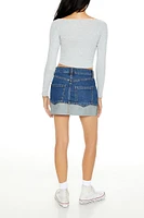 Foldover Denim Mini Skirt