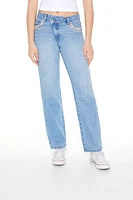 Rhinestone-Trim Straight Jeans