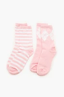 Striped Argyle Crew Sock Set - 2 pack