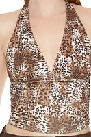 Leopard Print Halter Crop Top