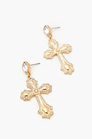 Rhinestone Cross Drop Earrings