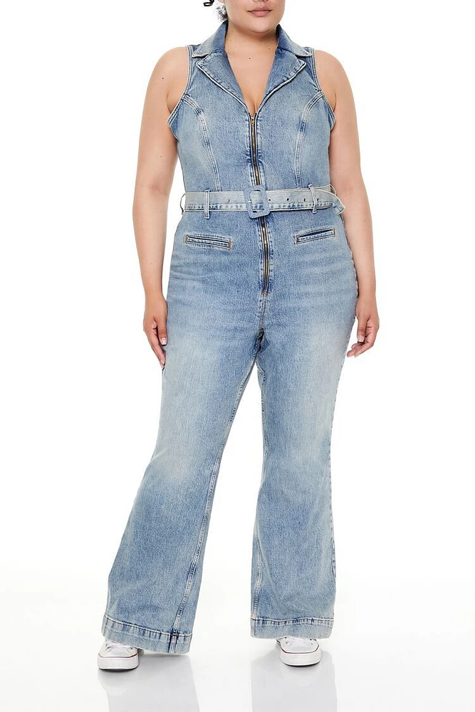 Plus Lee Denim Zip-Up Jumpsuit