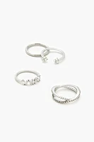 Rhinestone Cutout Ring Set
