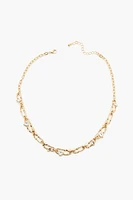 Textured Chain Faux Gem Necklace