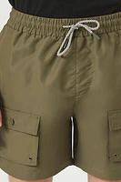 Drawstring Cargo Swim Trunks