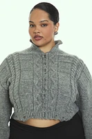 Plus Cable Knit Cropped Sweater