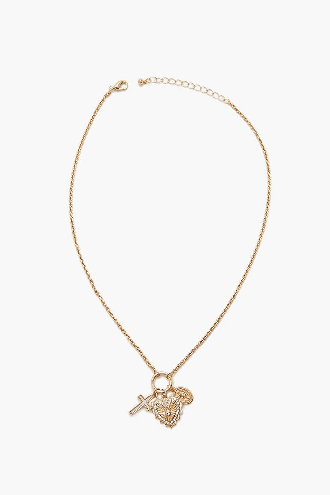 Cross & Heart Charm Necklace