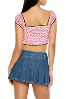 Two-Tone Ditsy Floral Crop Top