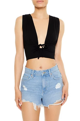 Plunging Tie-Front Crop Top