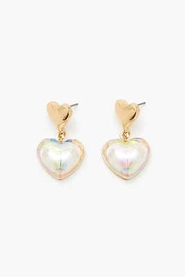 Iridescent Heart Drop Earrings