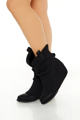 Ribbed Knit Overlay Booties