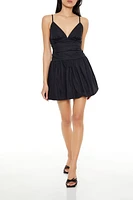 Ruched Bubble-Hem Mini Dress