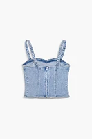 Sweetheart Denim Bustier Crop Top